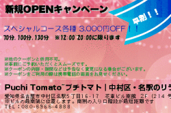 Puchi Tomato~プチトマト｜中村区・名駅のリラクゼーションマッサージの新規OPENキャンペーンのクーポン