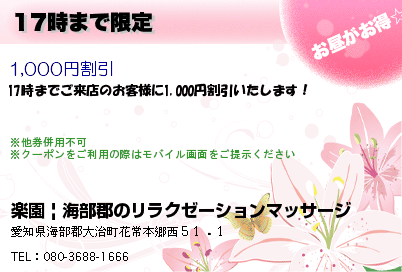 17時まで限定