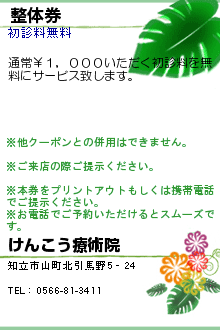 整体券:けんこう療術院