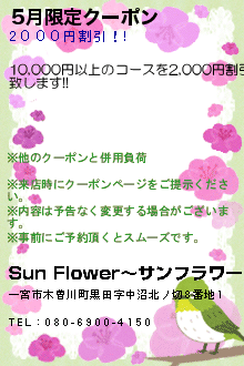4月限定クーポン:Sun Flower〜サンフラワー