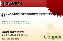 DogPlazaクッキーの１０％OFF！のクーポン